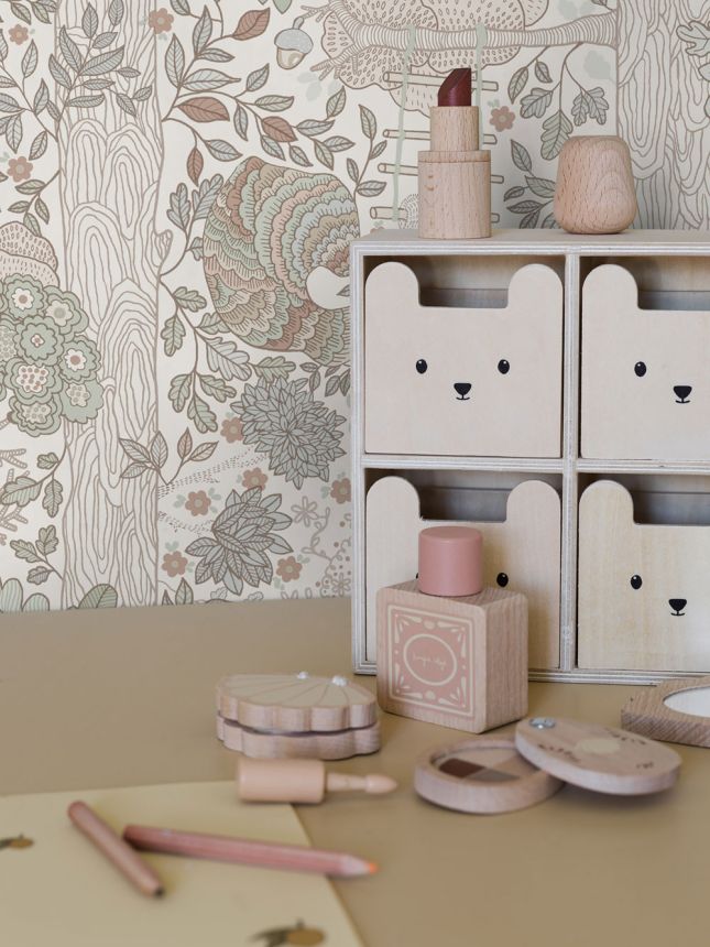 Kinderzimmer Tapete, cremefarben, Tiere, 6291, Icons, Borastapeter