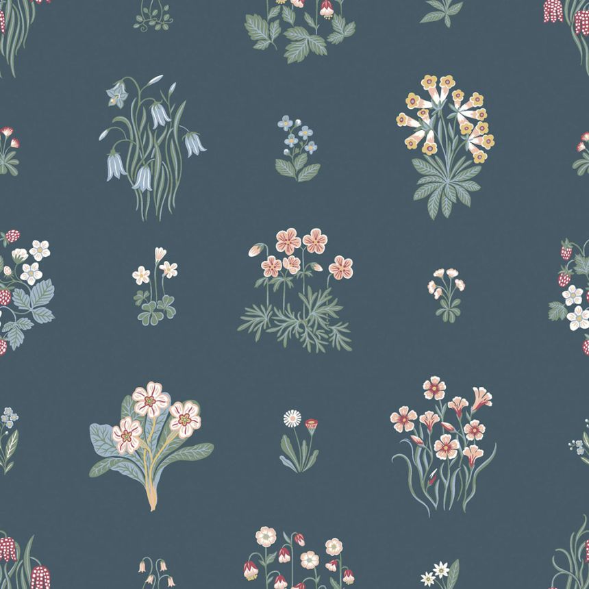 Tapete, blau, Blumen, 6952, Osterlen, Borastapeter