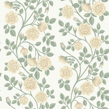 Tapete, grün-beige, Blumen, Rosen, 6957, Osterlen, Borastapeter