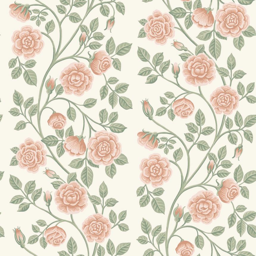 Tapete, grün-rosa, Blumen, Rosen, 6958, Osterlen, Borastapeter
