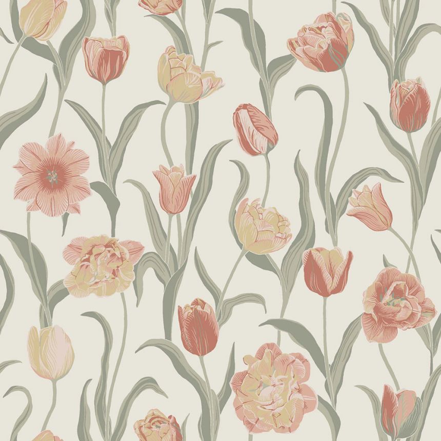 Tapete, creme, Blumen, Tulpen, 6969, Osterlen, Borastapeter