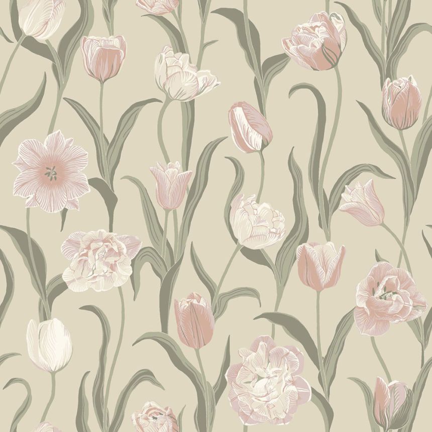 Tapete, beige, Blumen, Tulpen, 6970, Osterlen, Borastapeter
