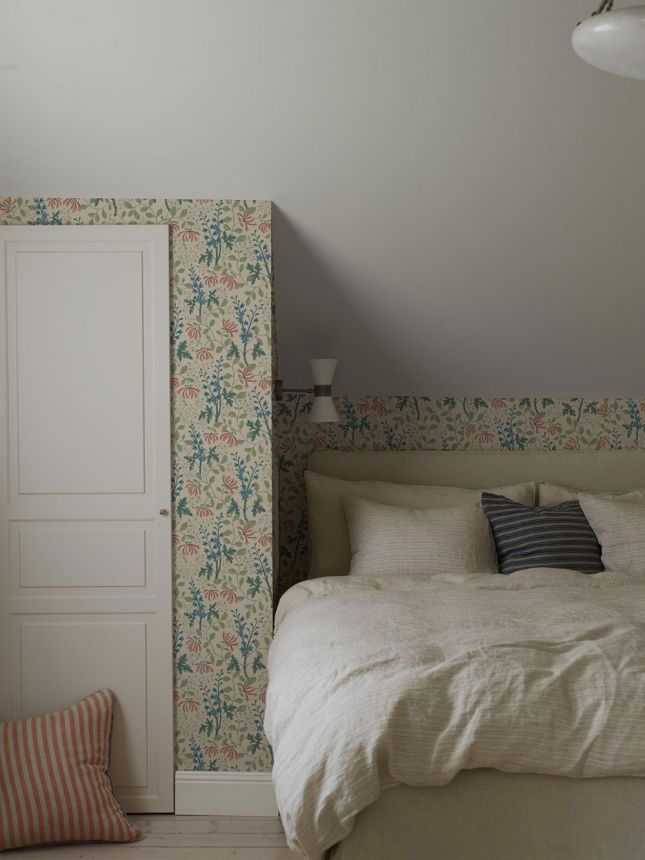 Tapete, beige, Blumen, Blätter, 6985, Osterlen, Borastapeter