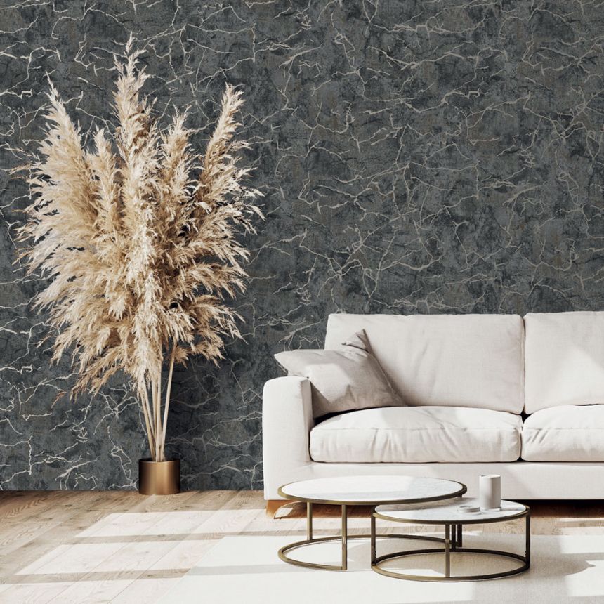Tapete, grau-gold, Marmor, 122428, Refine, Graham Brown Boutique