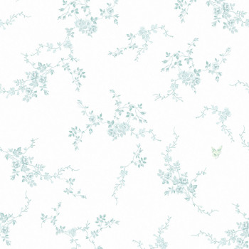 Tapete, blau-grün, Blumen, 125108, Shabby Chic by Rachel Ashwell
