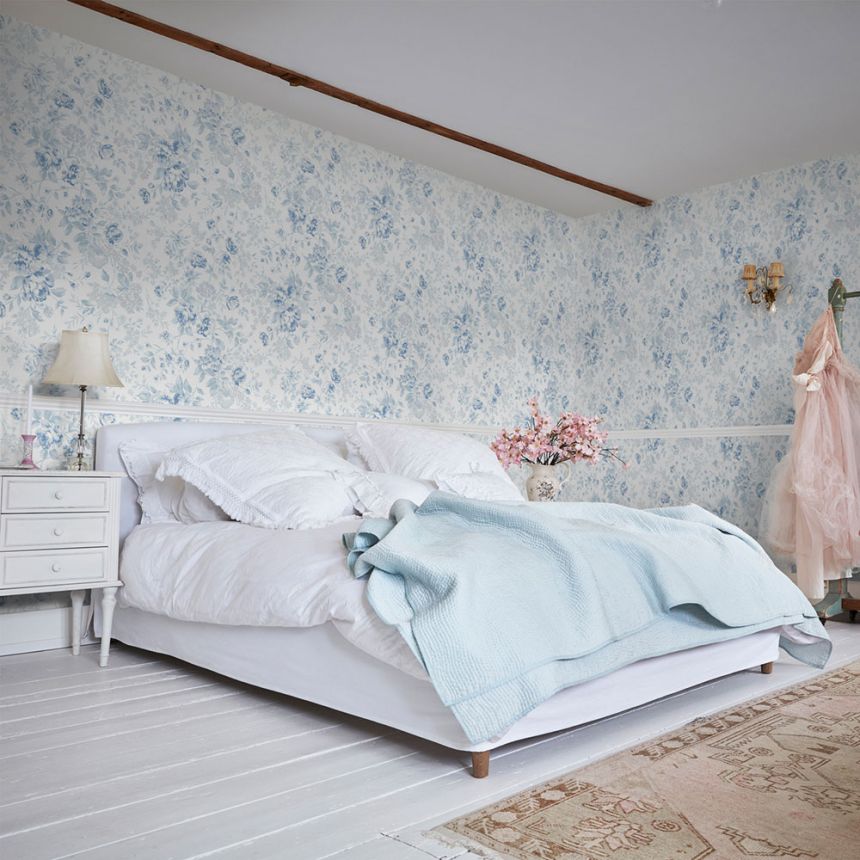 Tapete, blau, Blumen, 125109, Shabby Chic by Rachel Ashwell
