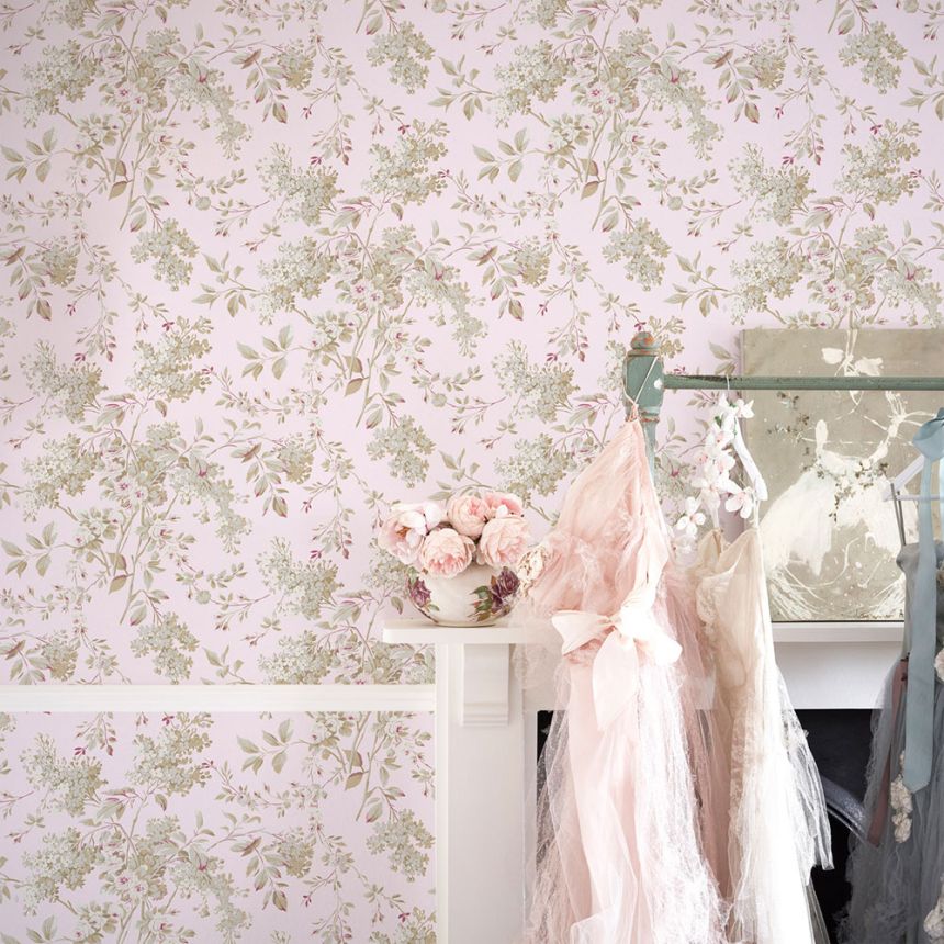 Tapete, rosa, Blumen, 125124, Shabby Chic by Rachel Ashwell