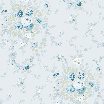 Tapete, blau, Blumen, 125128, Shabby Chic by Rachel Ashwell