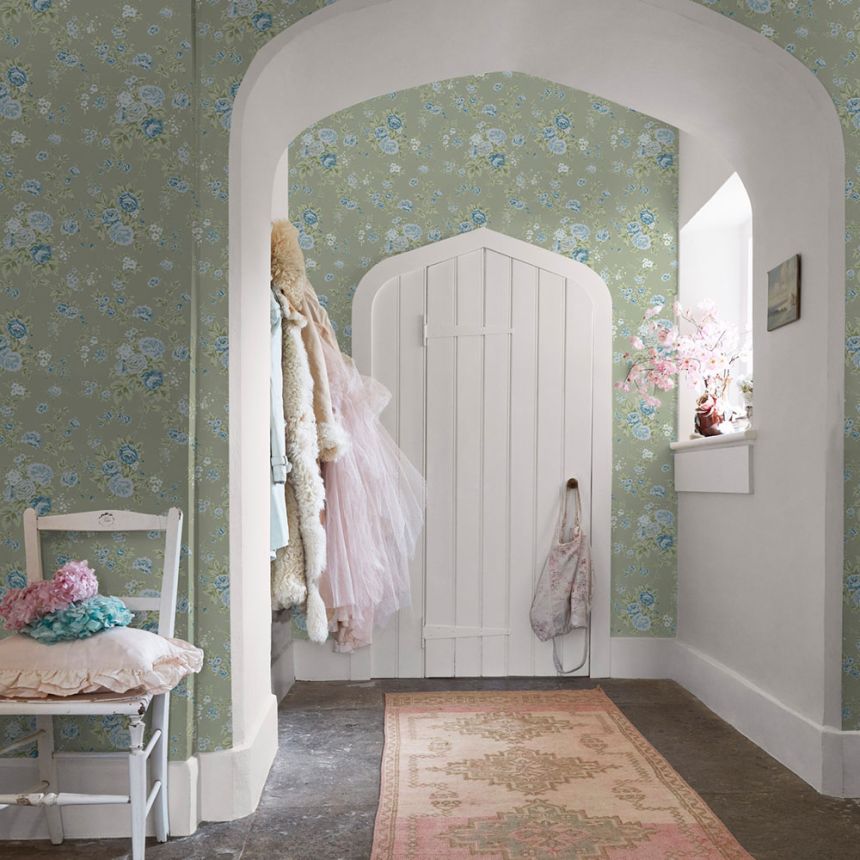 Tapete, grün, Blumen, 125131, Shabby Chic by Rachel Ashwell