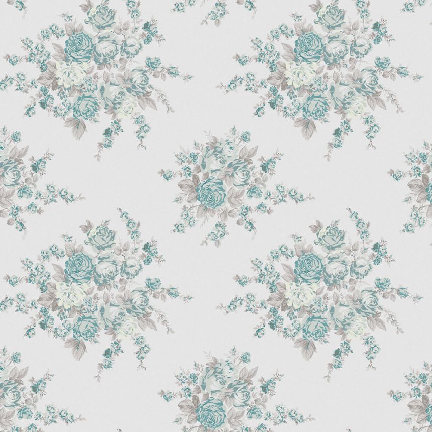 Tapete, grau-grün, Blumen, 125134, Shabby Chic by Rachel Ashwell