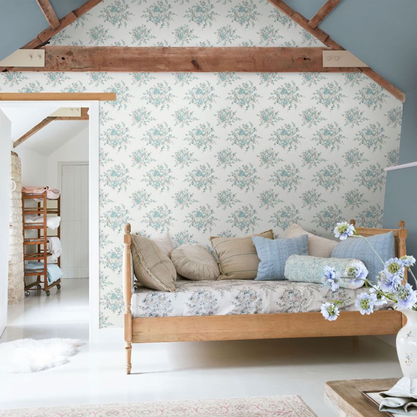 Tapete, grau-grün, Blumen, 125134, Shabby Chic by Rachel Ashwell