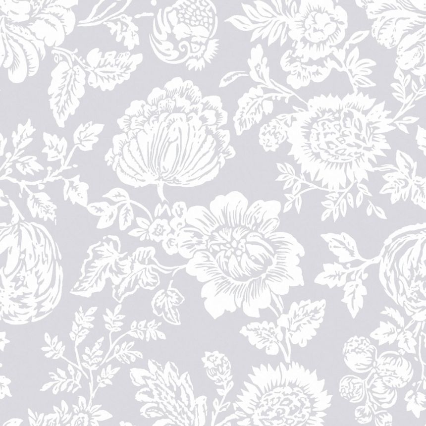 Tapete, grau, Blumen, 125139, Shabby Chic by Rachel Ashwell