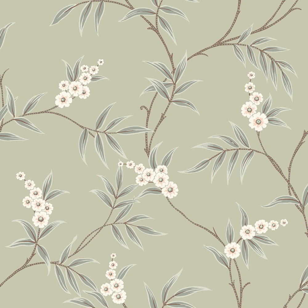 Vliestapete, grün, blühende Zweige, 7763, Adorn, Borastapeter