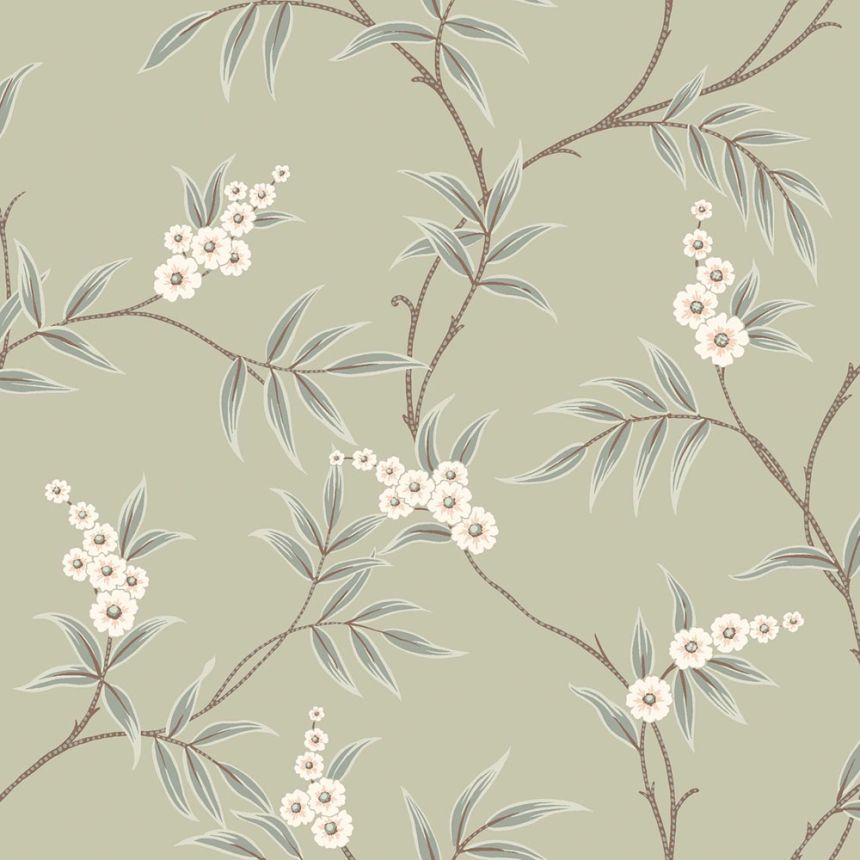 Vliestapete, grün, blühende Zweige, 7763, Adorn, Borastapeter