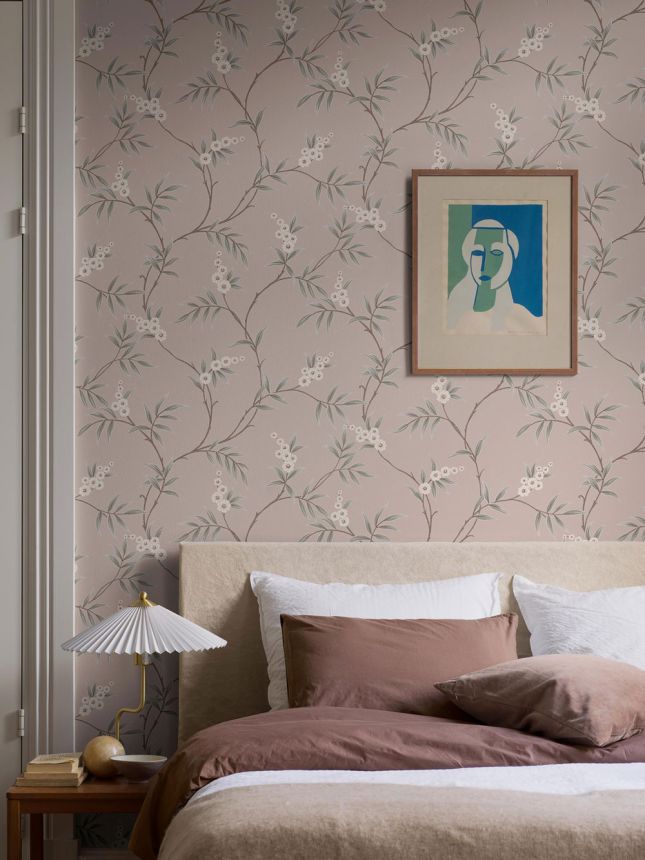 Vliestapete, rosa, blühende Zweige, 7764, Adorn, Borastapeter