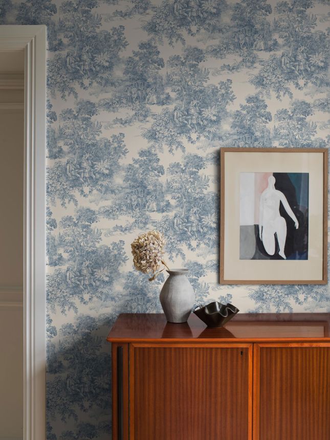 Vliestapete, blau, romantisch, 7767, Adorn, Borastapeter