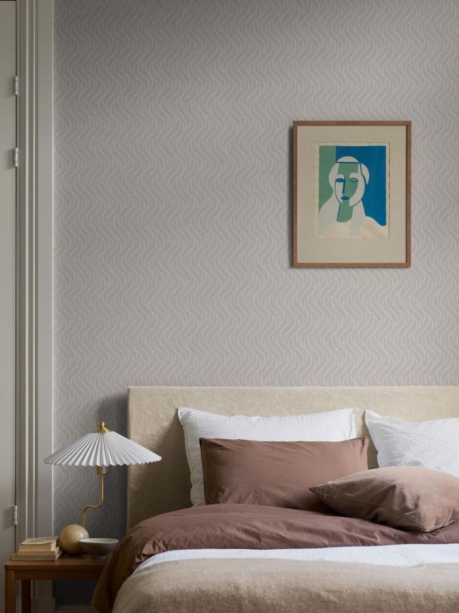 Vliestapete, grau-weiß, Blätter, 7771, Adorn, Borastapeter