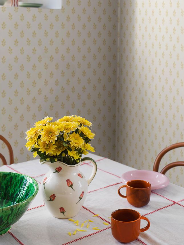 Vliestapete, creme-gelb, Blätter, 7774, Adorn, Borastapeter