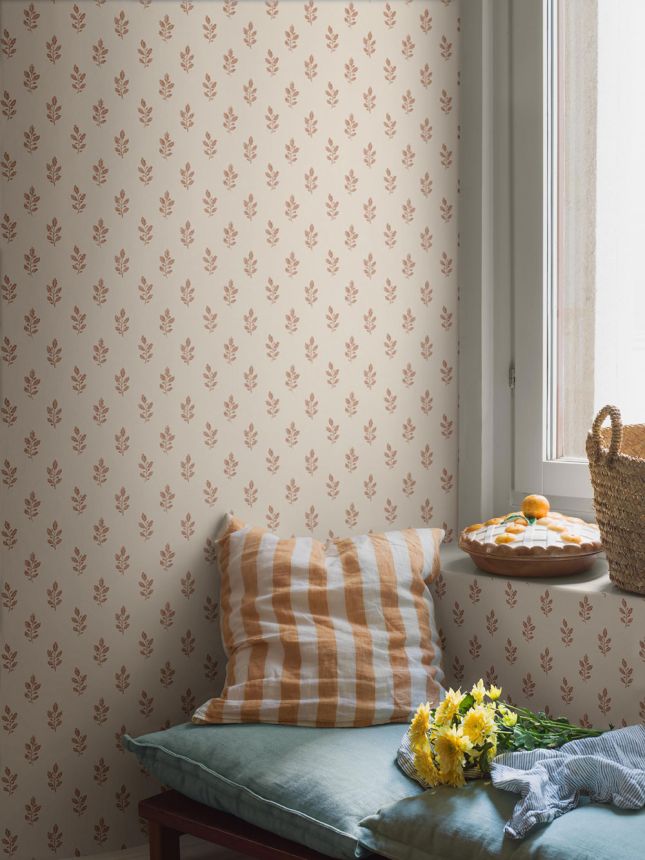 Vliestapete, beige-rot, Blätter, 7777, Adorn, Borastapeter