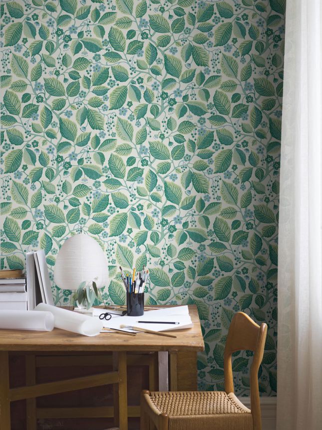 Vliestapete, grün, Blätter, Zweige, 7784, Adorn, Borastapeter