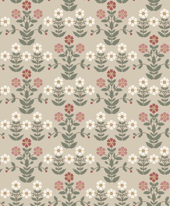 Tapete, beige, Blumen, 4810, New Heritage, Boråstapeter