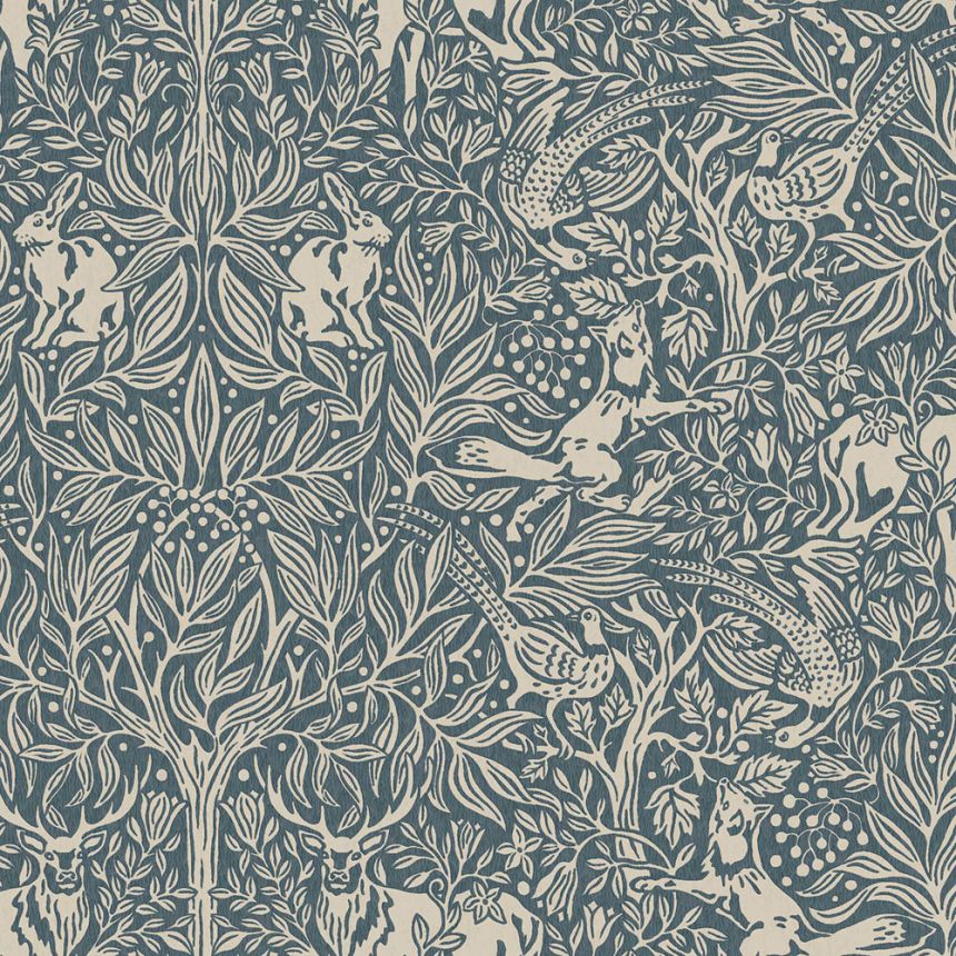 Blaue Tapete, Bäume, Blätter, Tiere, 2047, Icons, Borastapeter