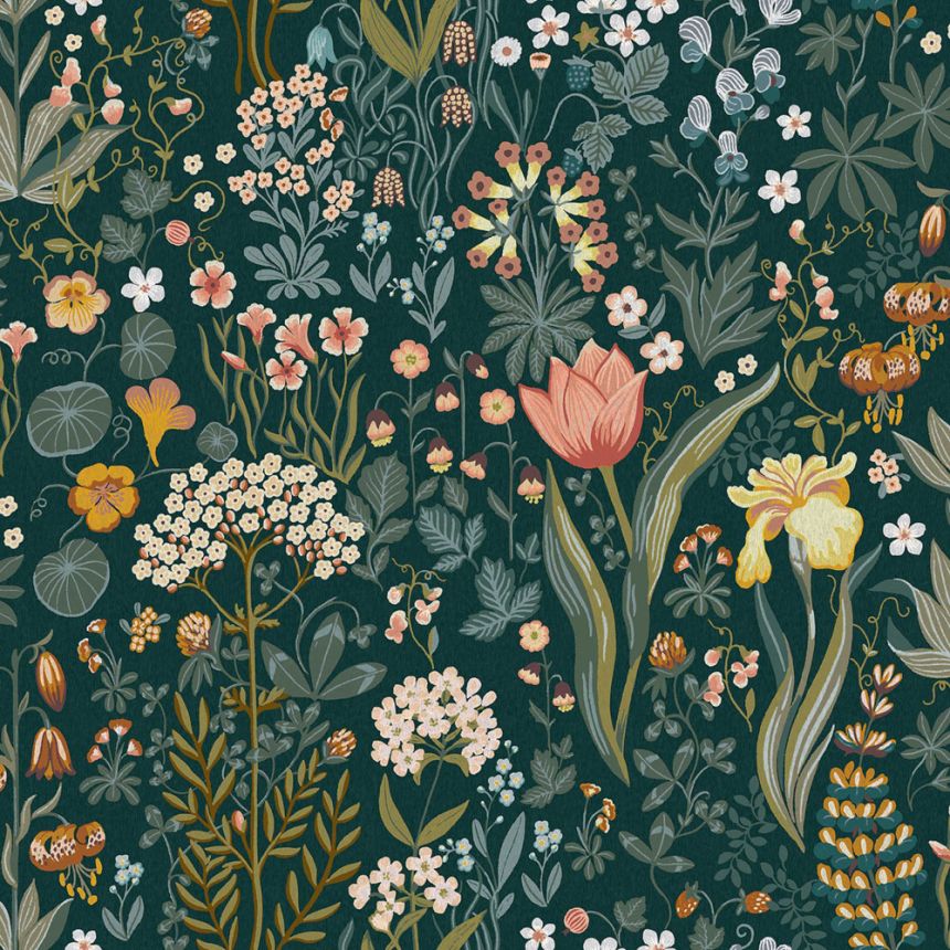 Blaue Tapete, Blumen, 2055, Icons, Borastapeter