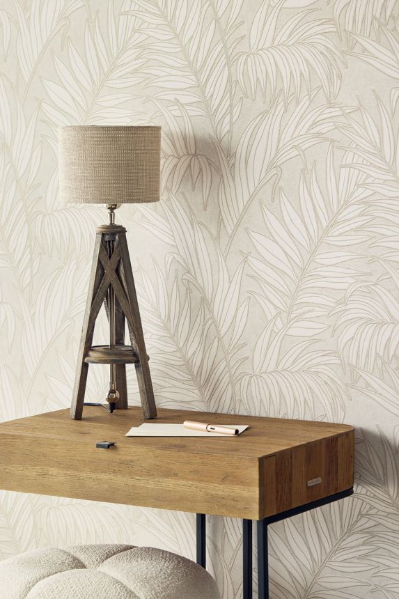 Tapete, grau-beige, Blätter, 350551, Riviera Maison, Eijffinger