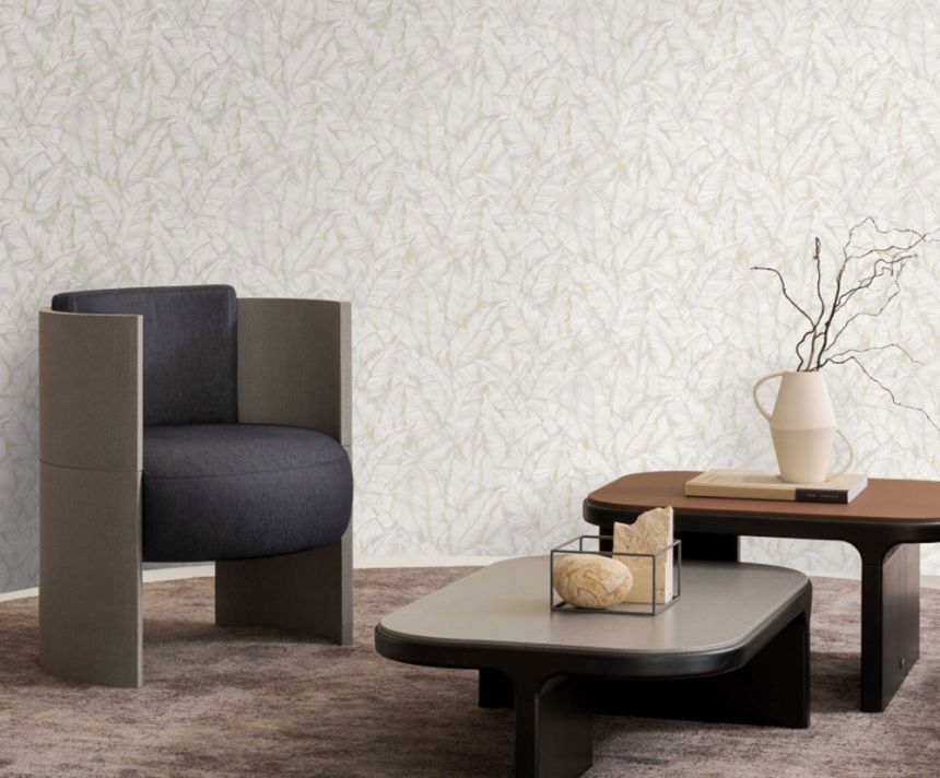 Luxustapete, grau-beige, Blätter, Z30301, Casa 8, Trussardi