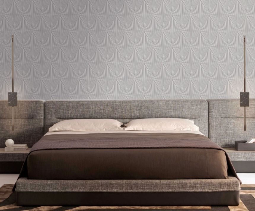 Luxus-geometrische Tapete, grau, Art déco, Z30317, Casa 8, Trussardi