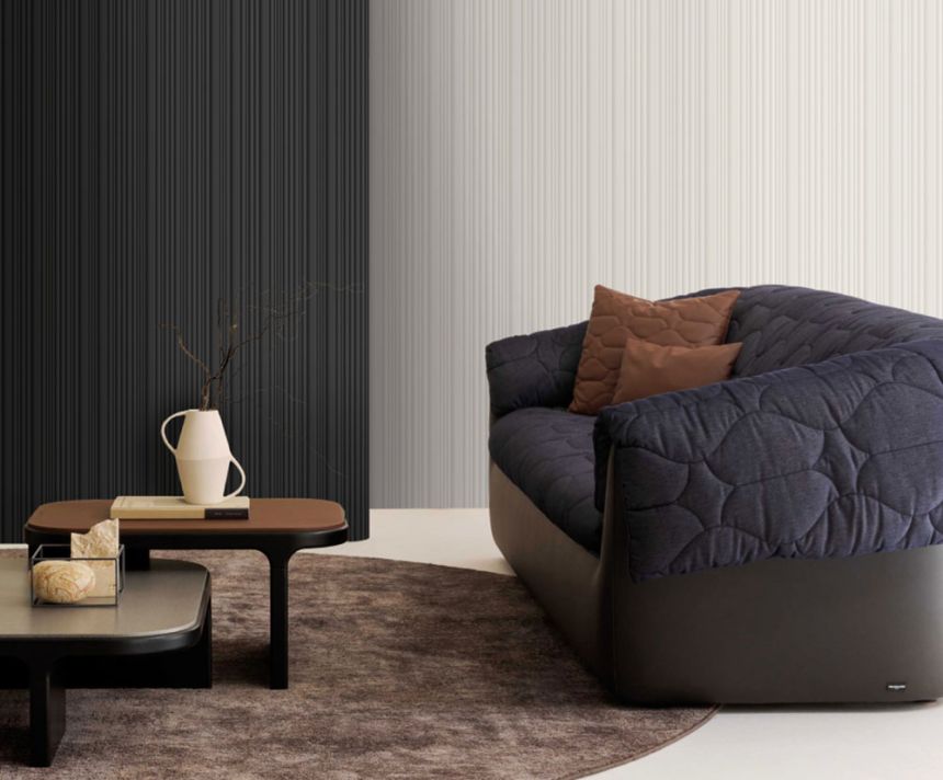 Luxustapete, grau-schwarz, Streifen, Z30323, Casa 8, Trussardi