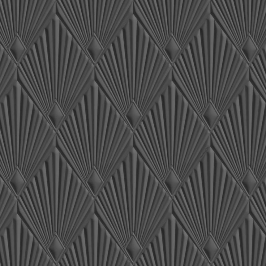 Luxus-geometrische Tapete, grau-schwarz, Art déco, Z30324, Casa 8, Trussardi