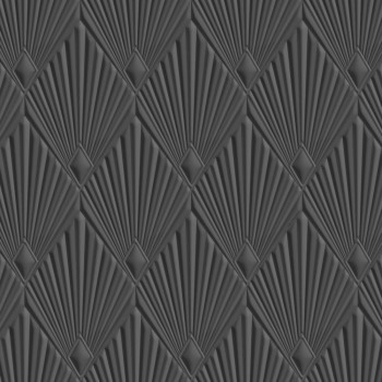Luxus-geometrische Tapete, grau-schwarz, Art déco, Z30324, Casa 8, Trussardi