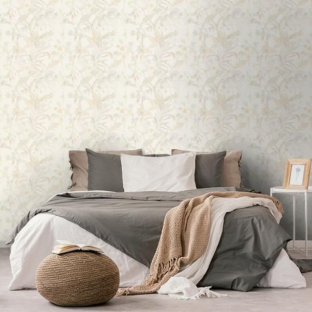 Luxustapete, creme, Blumen, Blätter, Z30335, Casa 8, Trussardi