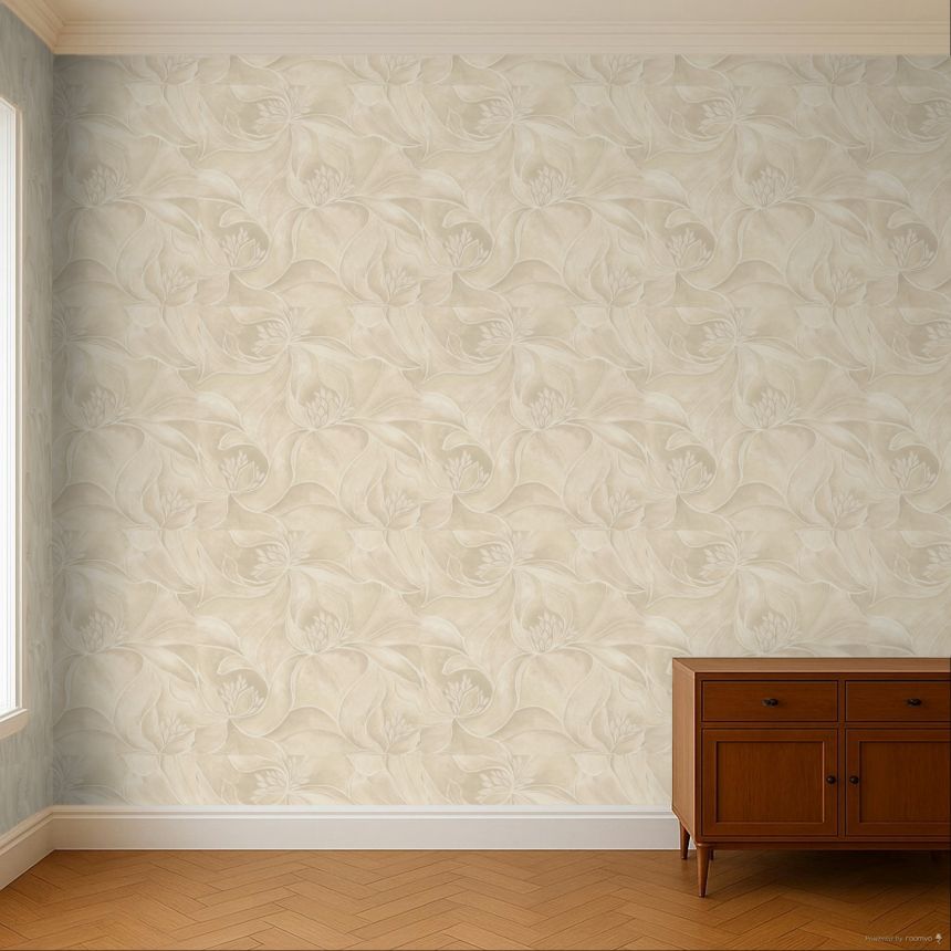 Luxustapete, grau-beige, Blumen, Z20124, Casa Chic, Zambaiti Parati
