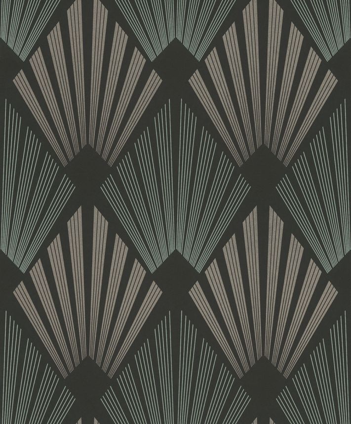 Tapete, schwarz-grün, grafisch, Art Deco, GAT302, The Texture Book, Masureel