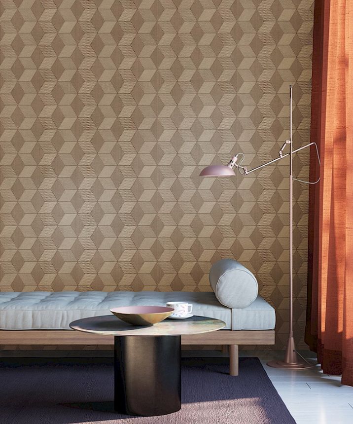 Tapete, braun-gold, geometrisch, ORB503, The Texture Book, Masureel