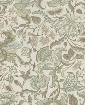 Tapete, beige-grün, Blumen, 350641, Amber, Eijffinger