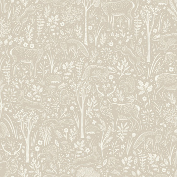 Tapete, grau-beige, Waldtiere, LD3403, Little Dreamers, Grandeco