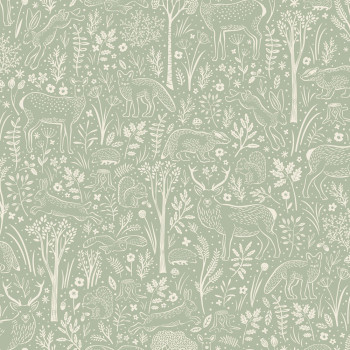 Tapete, grün, Waldtiere, LD3413, Little Dreamers, Grandeco