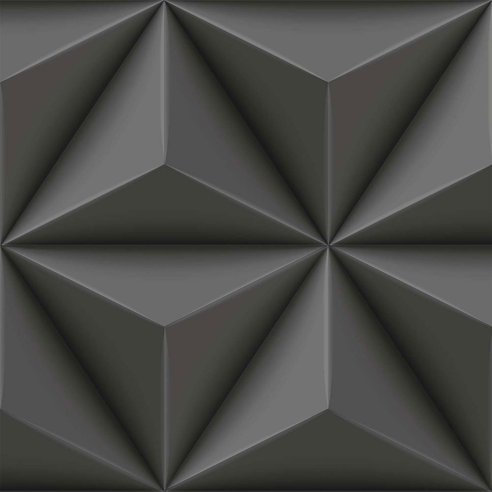 Tapete, grau-schwarz, 3D-grafisches Muster, 347816, 3D Reflections, Origin
