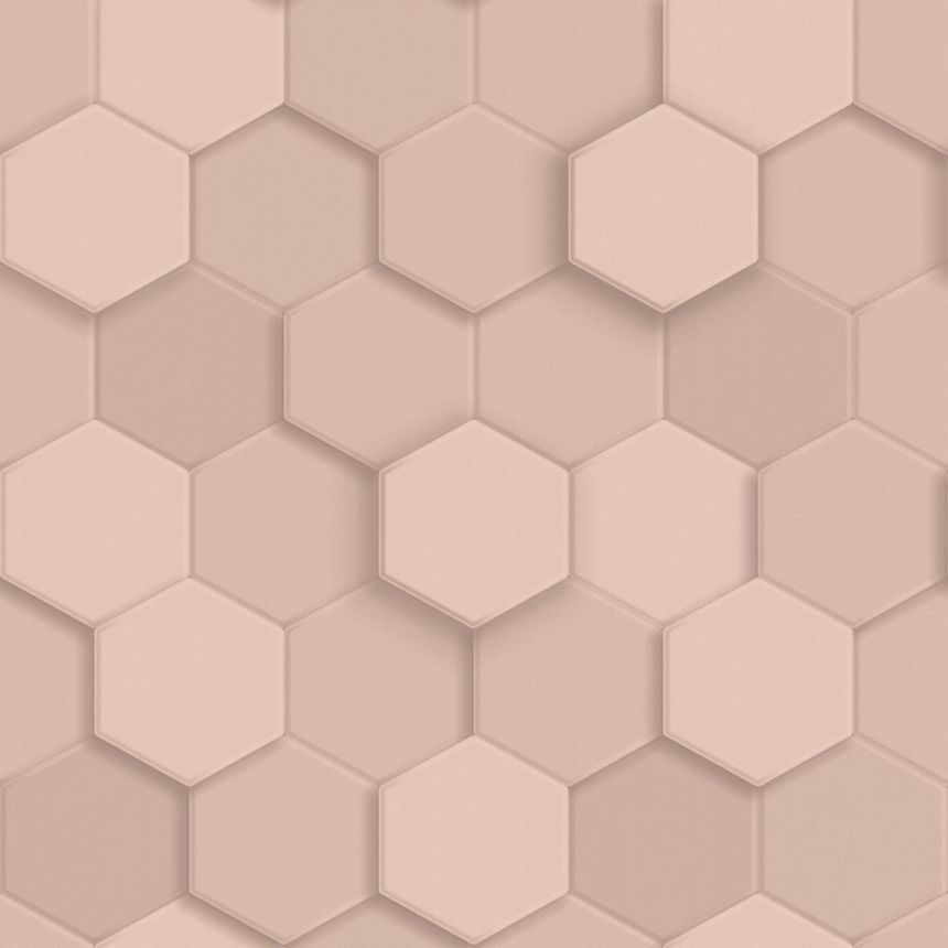Tapete, rosa, Hexagone, 347849, 3D Reflections, Origin