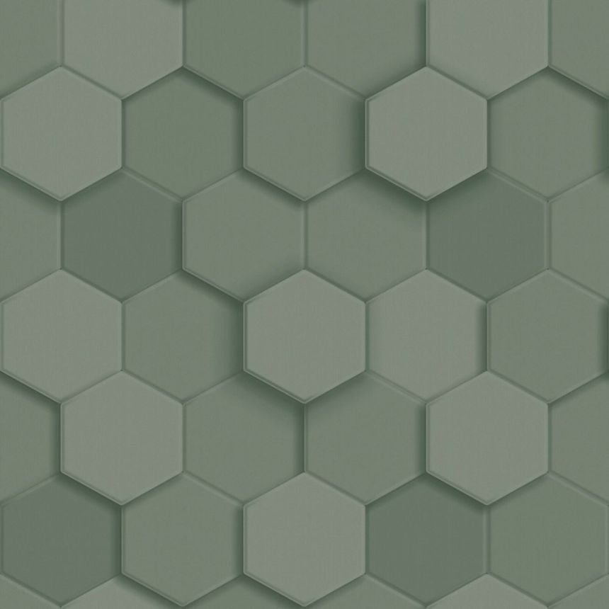 Tapete, grün, Hexagone, 347851, 3D Reflections, Origin