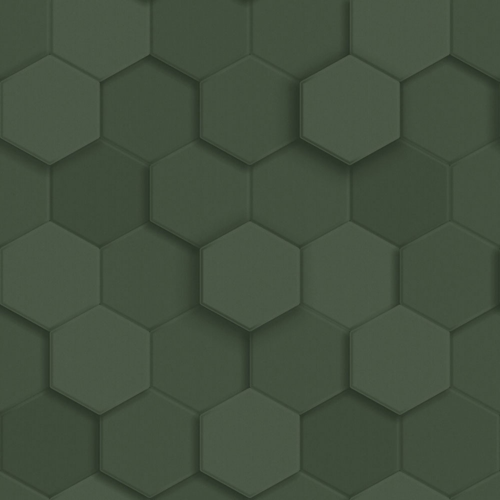 Tapete, grün, Hexagone, 347852, 3D Reflections, Origin