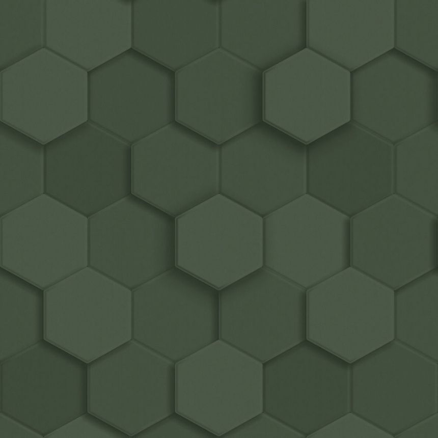 Tapete, grün, Hexagone, 347852, 3D Reflections, Origin