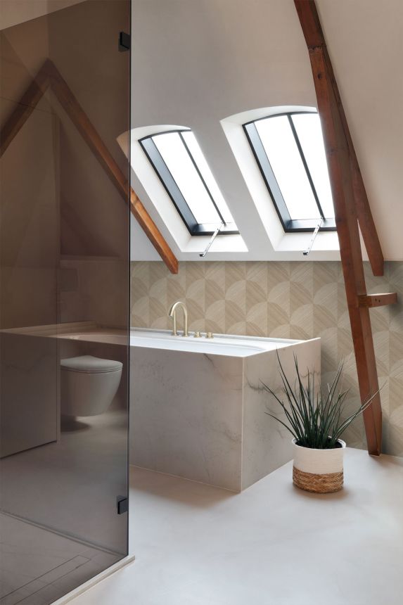 Tapete, braun-beige, grafisches Muster, 347936, 3D Reflections, Origin