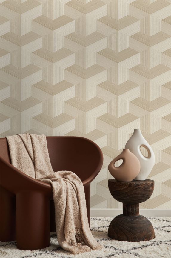 Tapete, beige, grafisches Muster, 347949, 3D Reflections, Origin