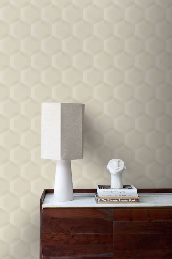 Tapete, beige, Hexagone, 348018, 3D Reflections, Origin