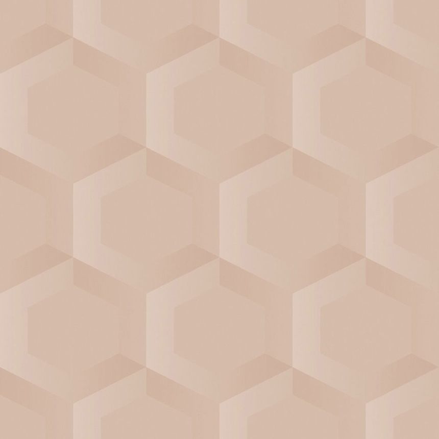 Tapete, rosa, Hexagone, 348020, 3D Reflections, Origin