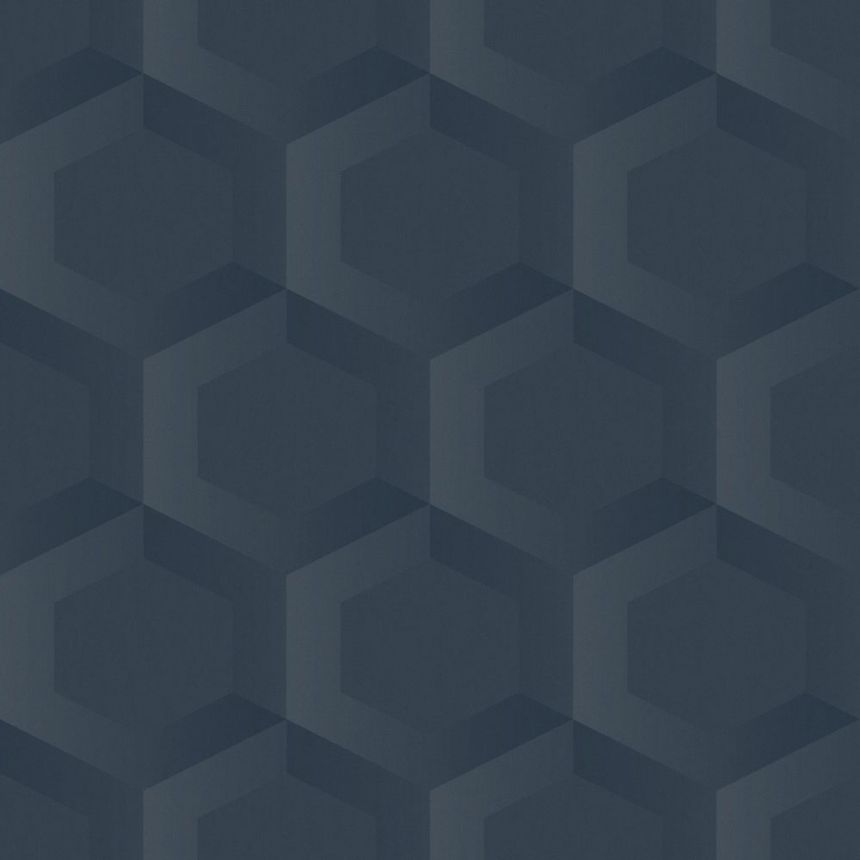 Tapete, blau, Hexagone, 348022, 3D Reflections, Origin